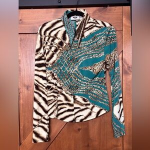 Stylish Teal and Animal Print show Shirt